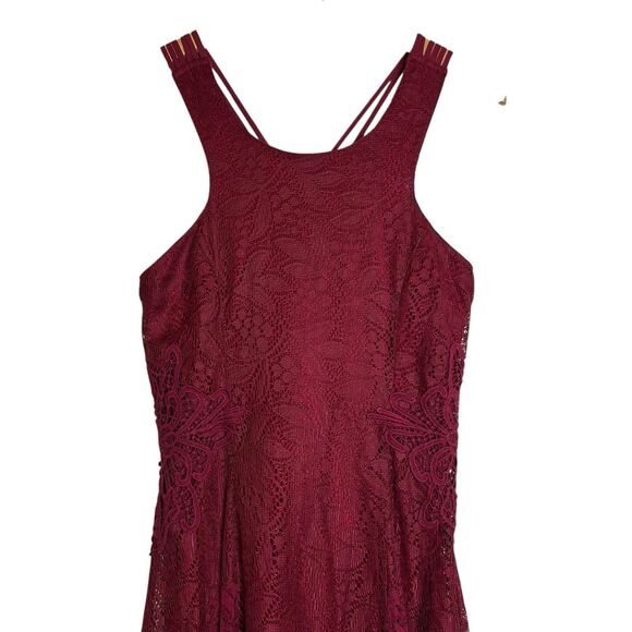 Soieblue Crimson Lace Maxi Dress Witchy Whimsigoth Gothic LARGE Sleeveless - Picture 2 of 12